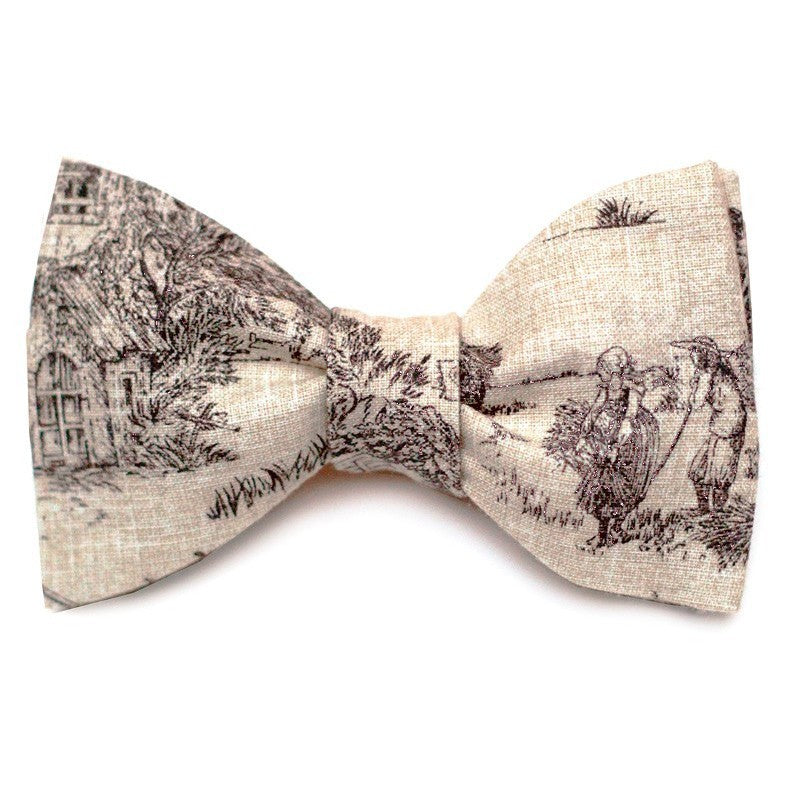 Noeud papillon écru toile de jouy