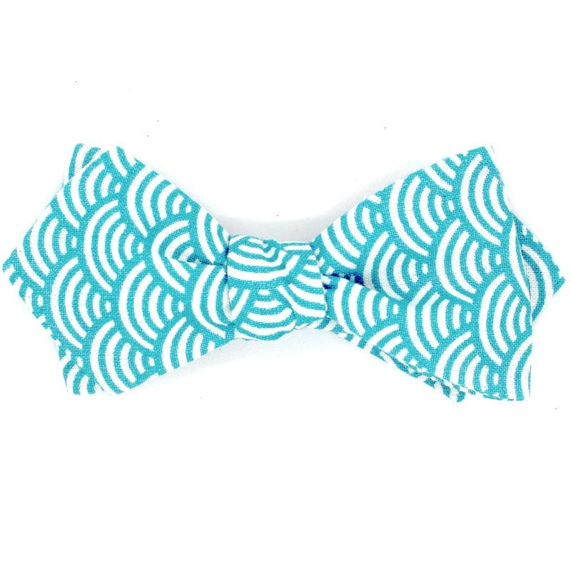 Noeud papillon japonais bleu turquoise