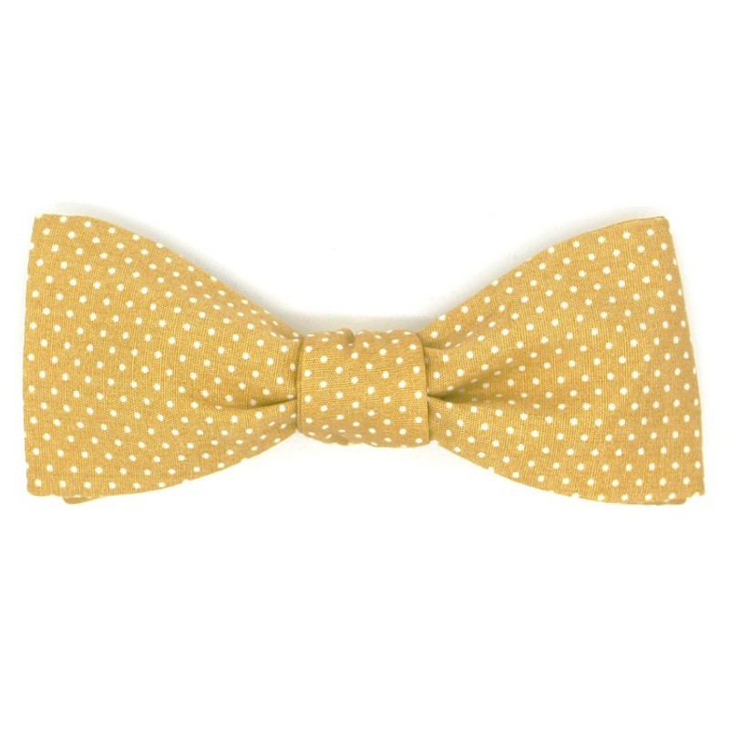 Noeud papillon jaune moutarde à pois
