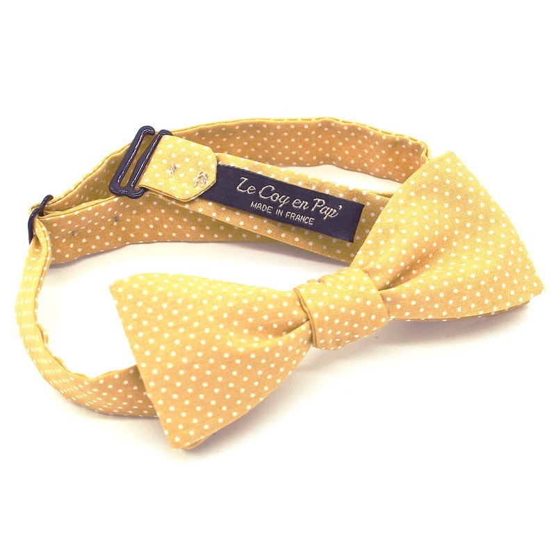 Noeud papillon jaune moutarde à pois