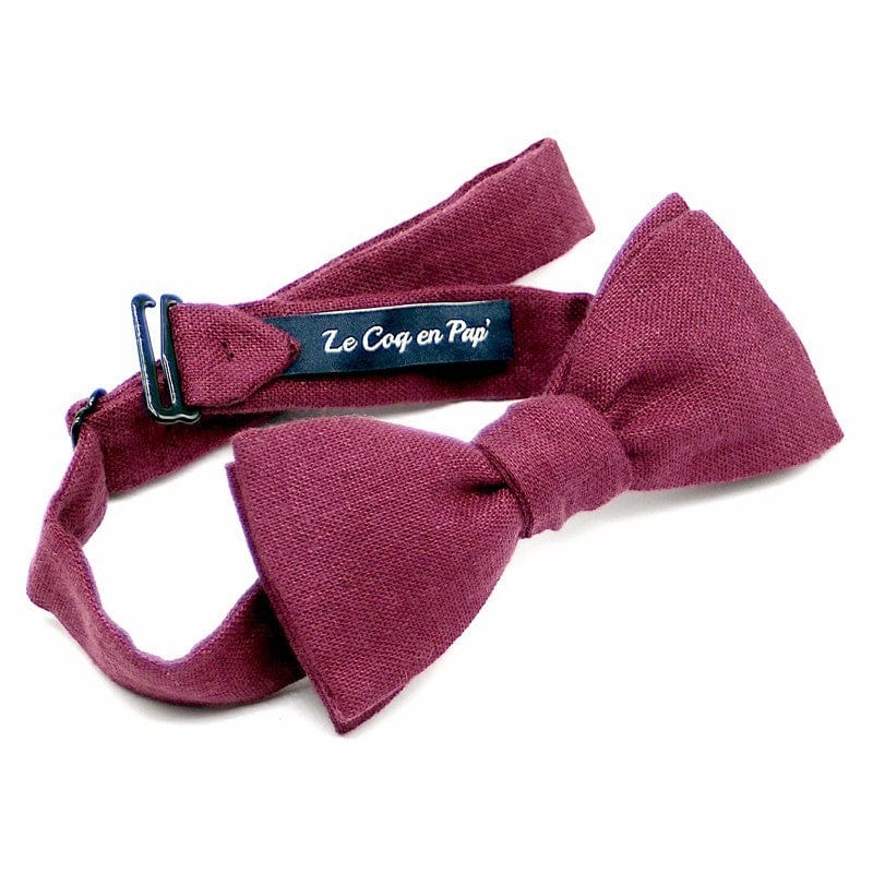 Noeud papillon rouge aubergine uni en lin
