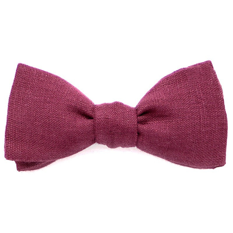 Noeud papillon rouge aubergine uni en lin