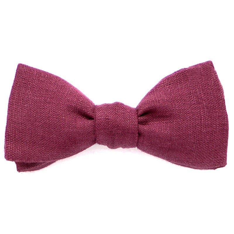 Noeud papillon rouge aubergine uni en lin