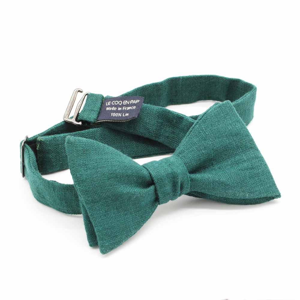 Noeud papillon vert anglais en lin