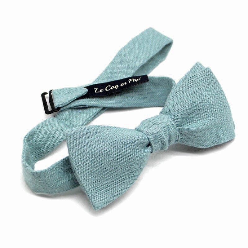 Noeud papillon vert céladon uni en lin