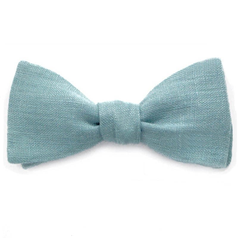 Noeud papillon vert céladon uni en lin