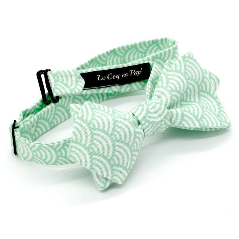 Noeud papillon vert d’eau japonais seigaiha