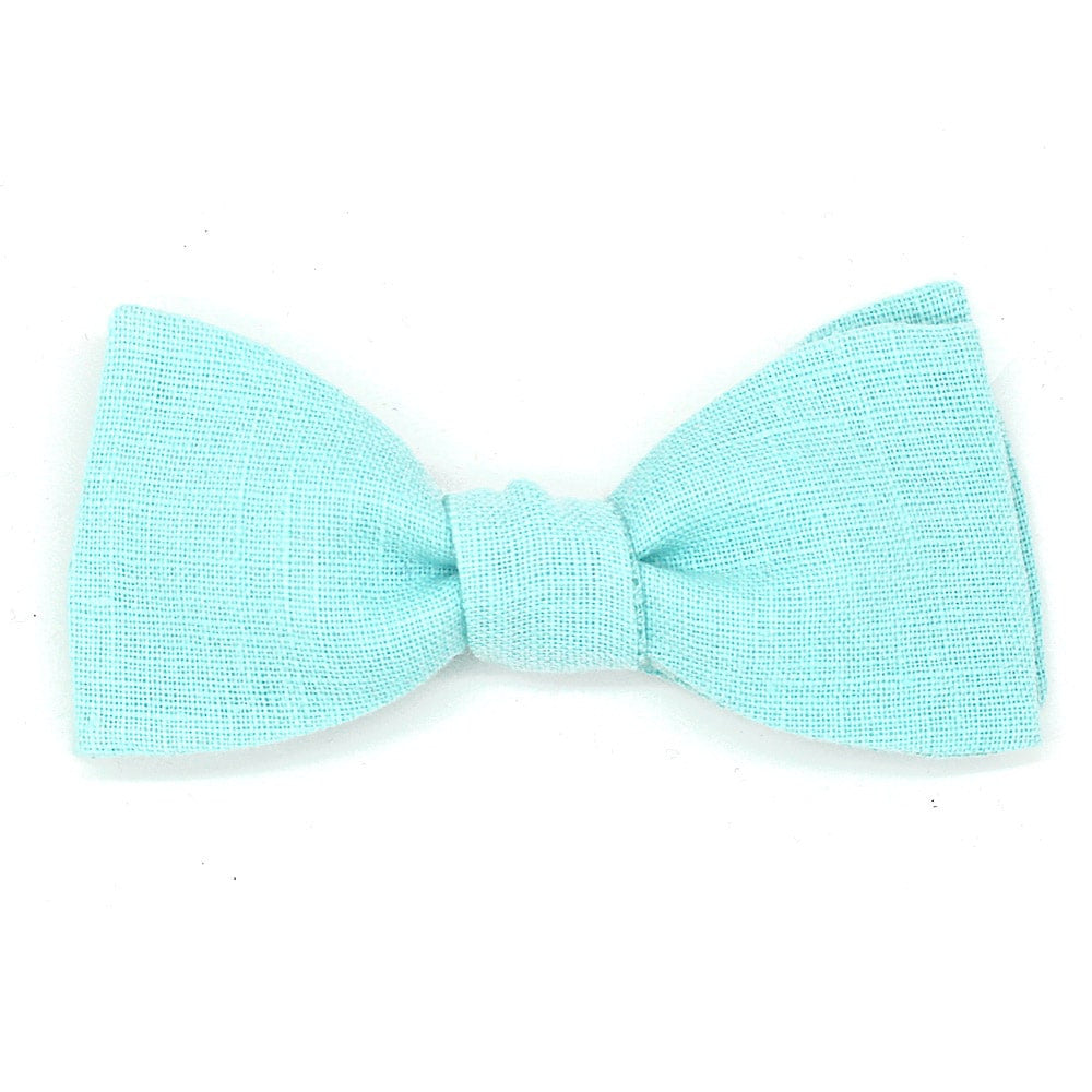 Noeud papillon vert menthe en lin