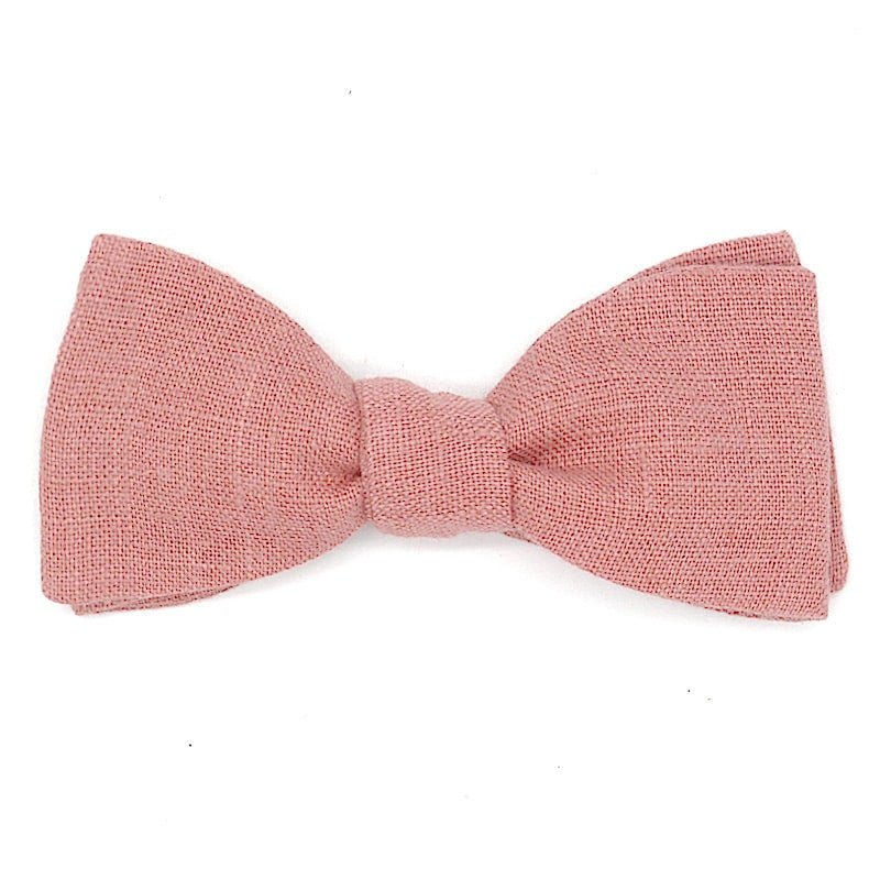 Noeud papillon vieux rose en lin