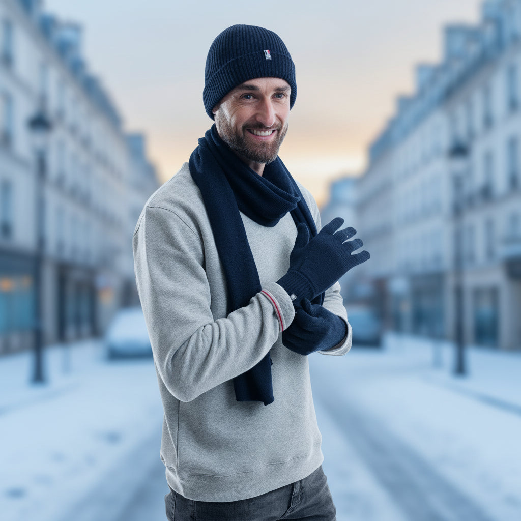 bonnet et écharpe homme en laine bio