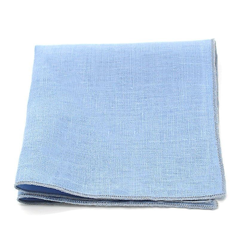 Pochette de costume bleu ciel uni en lin