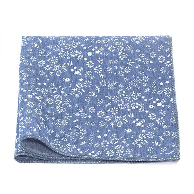 Pochette de costume bleu fleuri