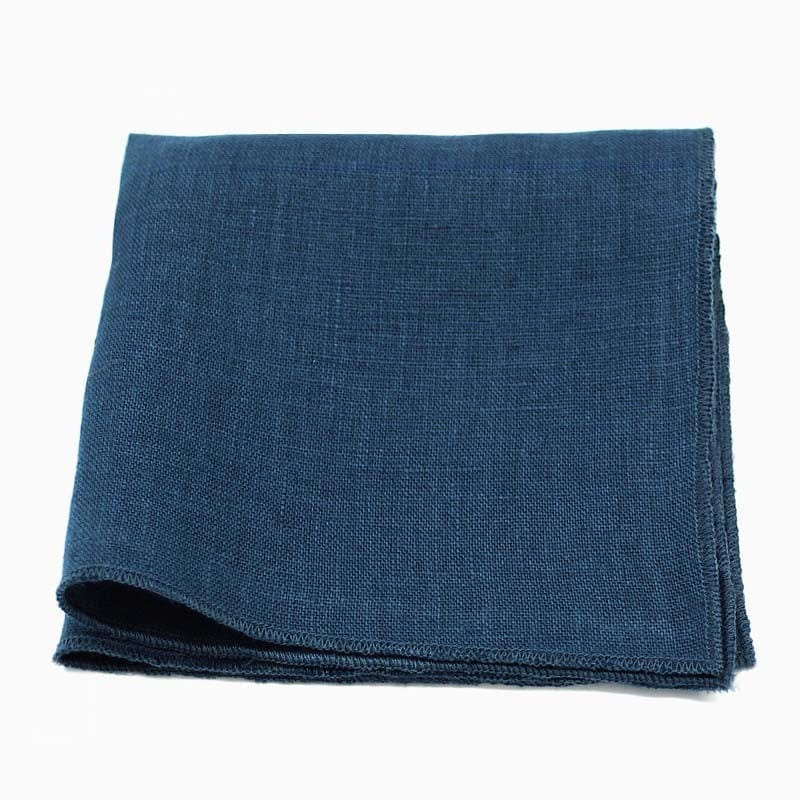 Pochette de costume bleu marine uni en lin