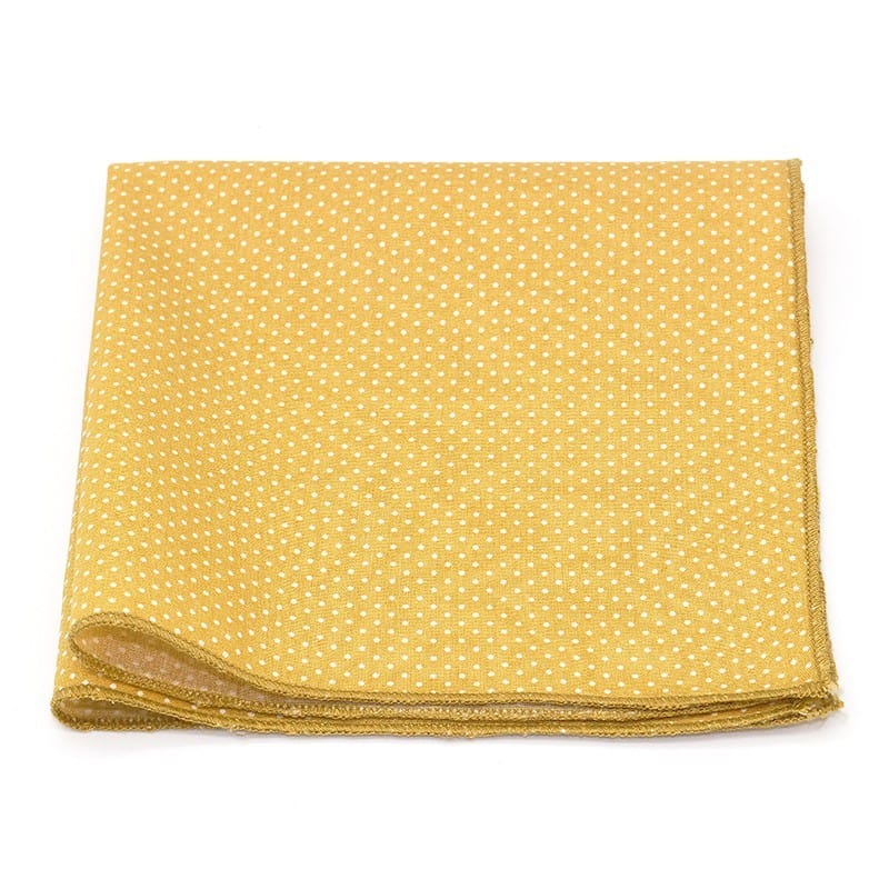 Pochette de costume jaune moutarde à pois