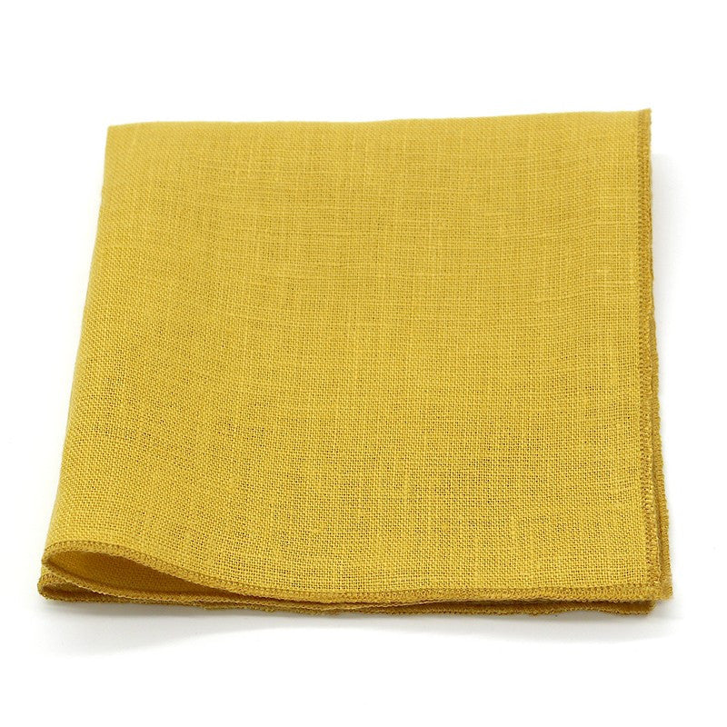 Pochette de costume moutarde uni en lin