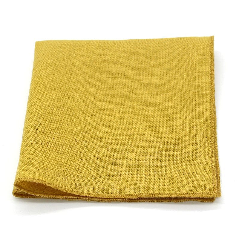 Pochette de costume moutarde uni en lin