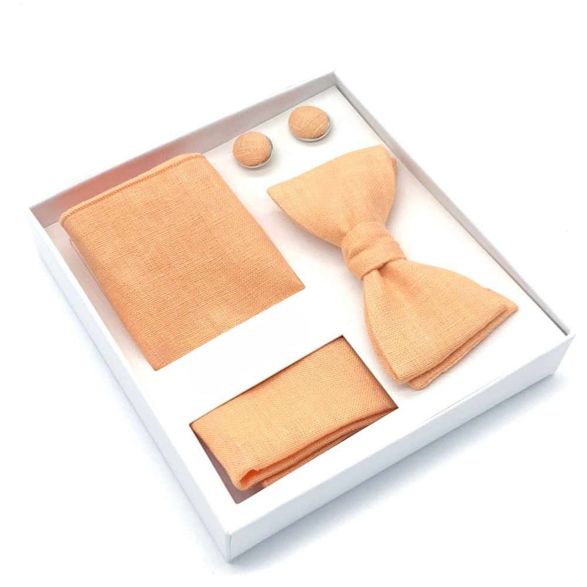 Pochette de costume orange pêche uni en lin