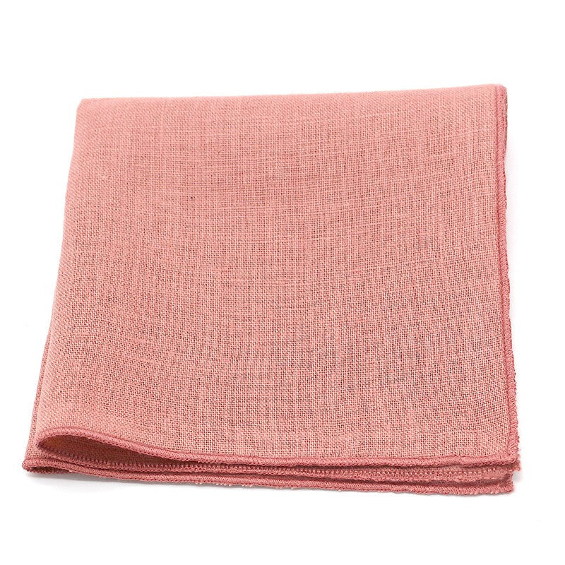 Pochette de costume rose uni en lin