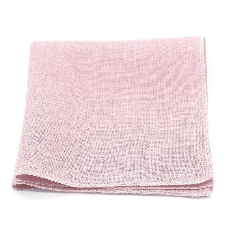 Pochette de costume rose poudré uni en lin