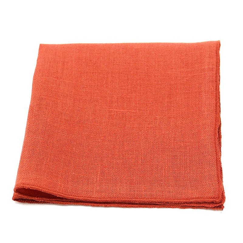 Pochette de costume rouge rouille uni en lin