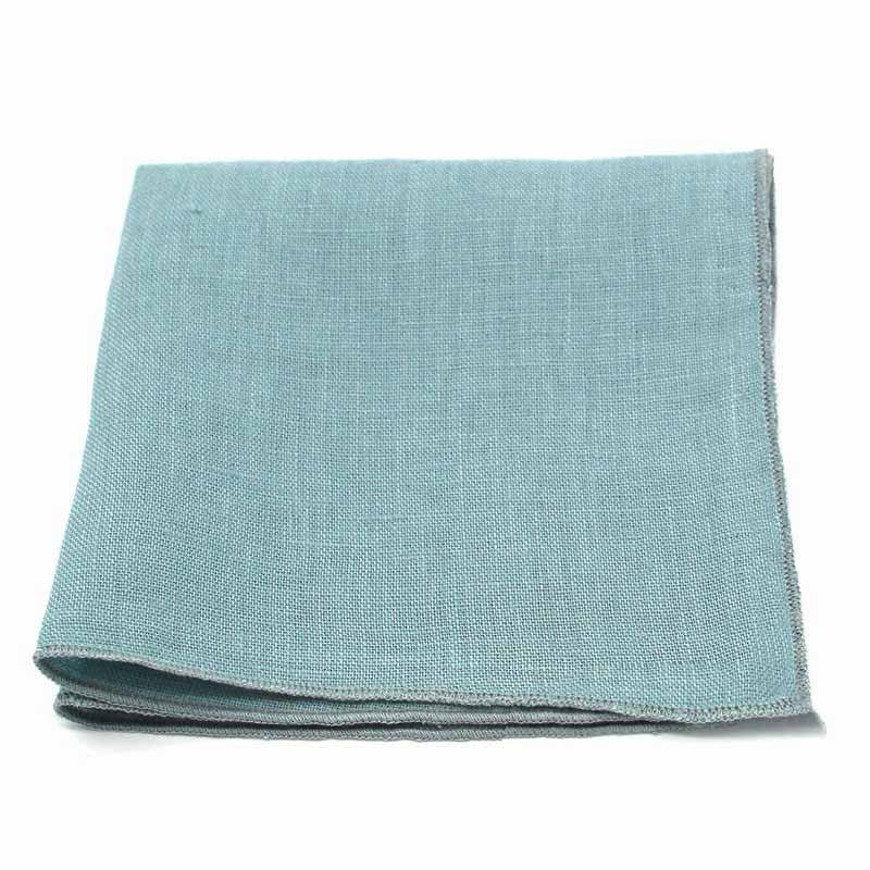 Pochette de costume vert céladon uni en lin