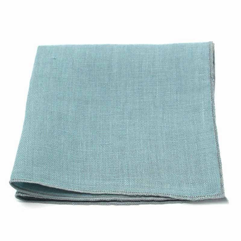 Pochette de costume vert céladon uni en lin