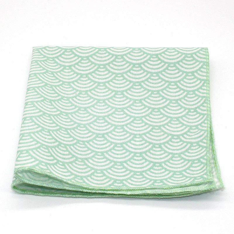 Pochette de costume vert d’eau japonais seigaiha