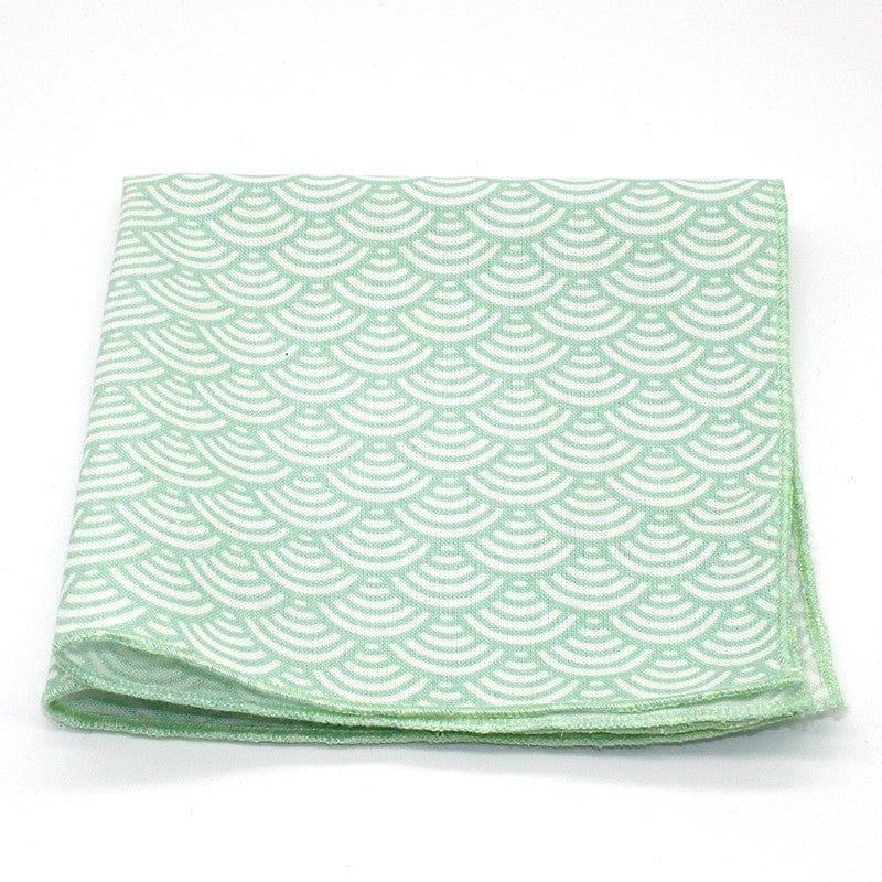 Pochette de costume vert d’eau japonais seigaiha
