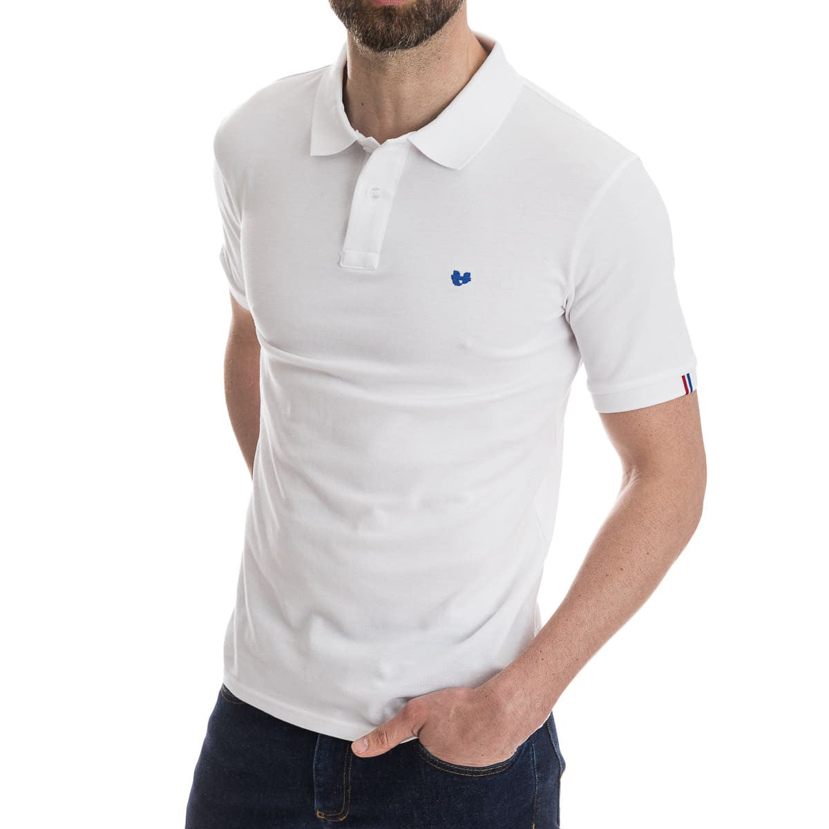 polo Français blanc à manches courtes