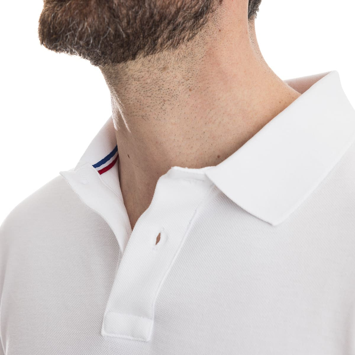 polo Français blanc à manches courtes