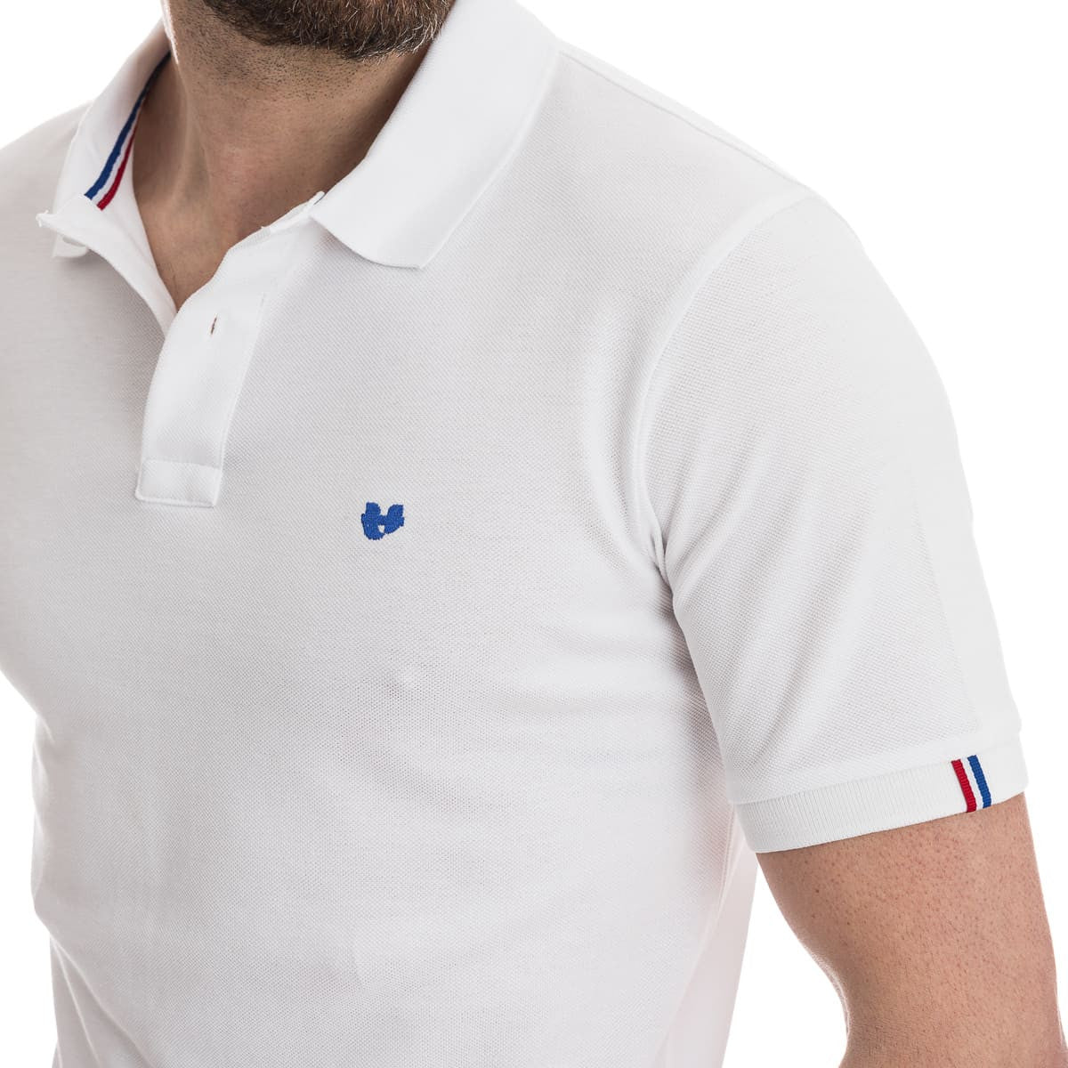 polo Français blanc à manches courtes