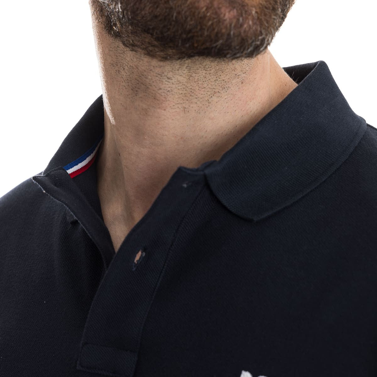 polo bleu marine à col et manche courte
