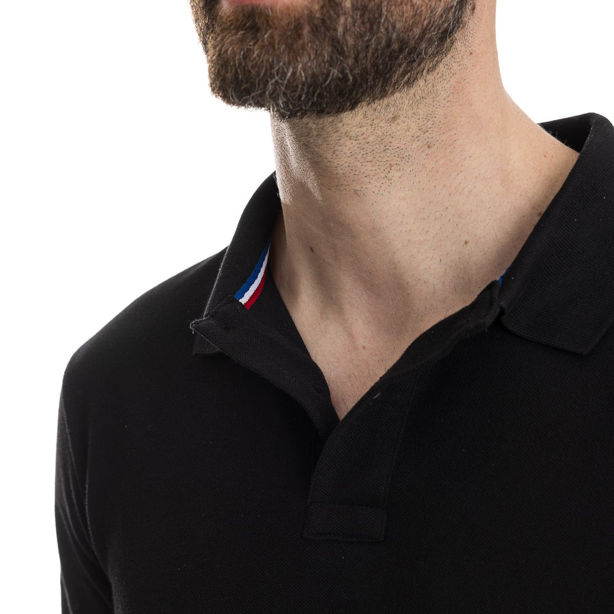 polo français pour homme noir à manches courtes