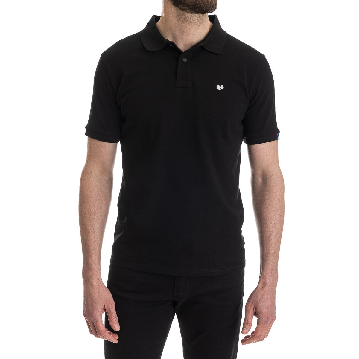 polo français pour homme noir à manches courtes