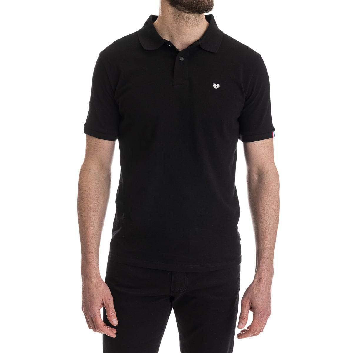 polo français pour homme noir à manches courtes