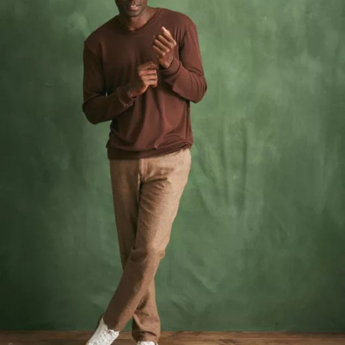 Pull en laine col V Chocolat