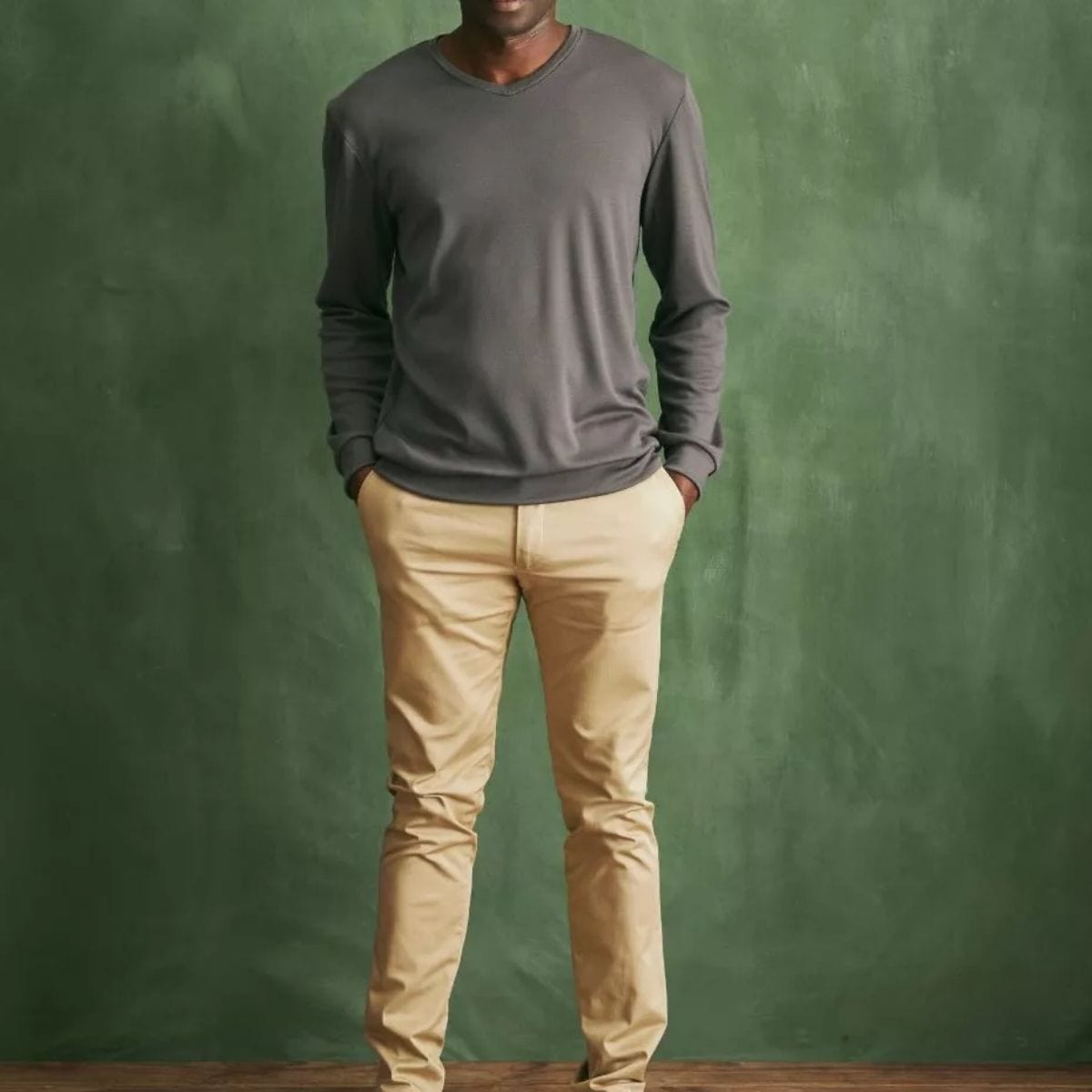 Pull en laine col V gris