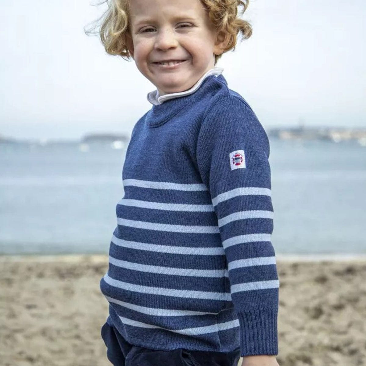 Pull marin enfant rayé