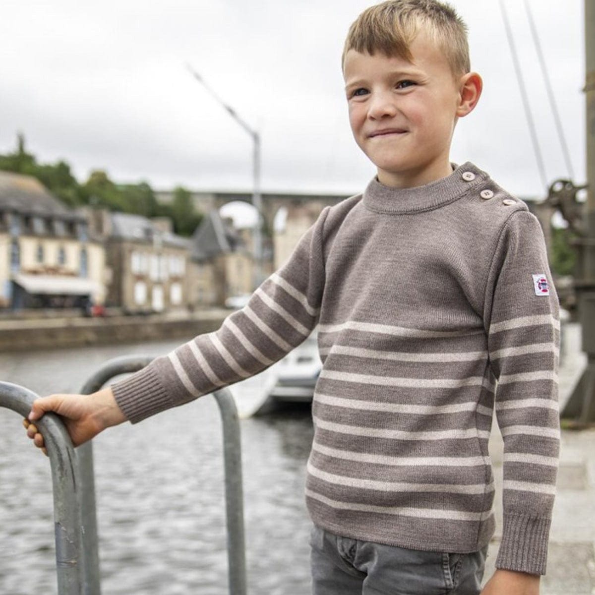 Pull marin enfant rayé