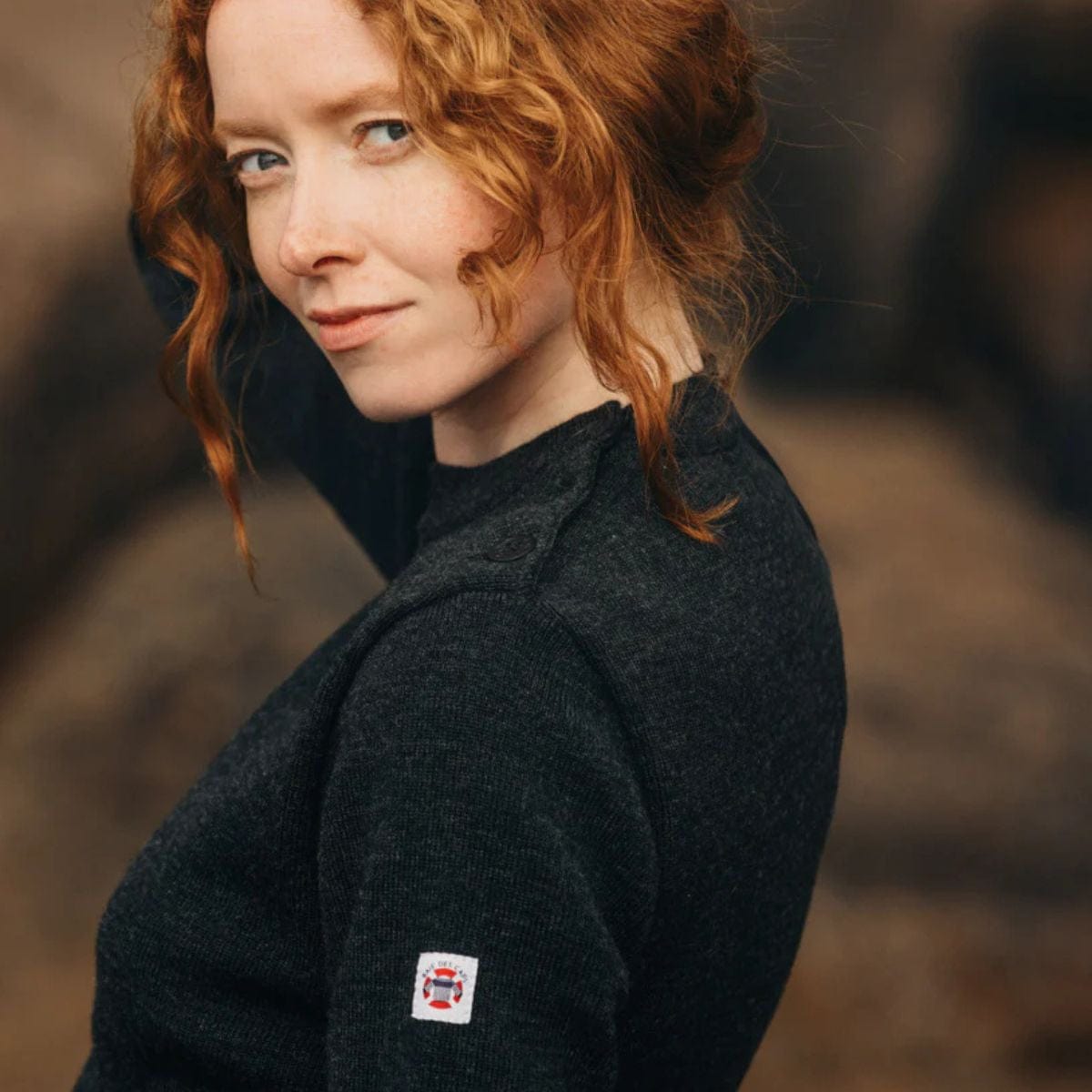 Pull marin rayé 100 % laine kaki écru