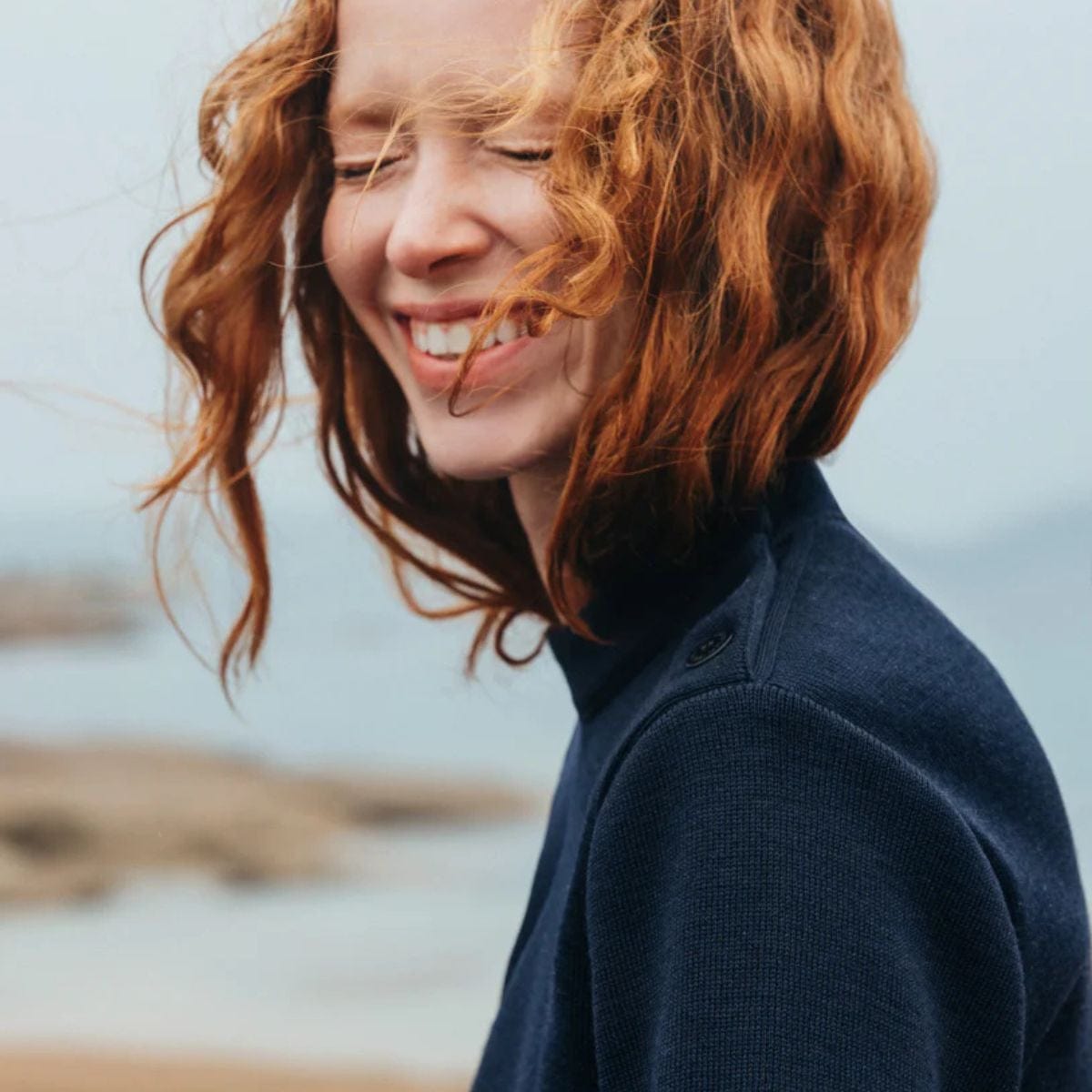 Pull marin rayé 100 % laine kaki écru