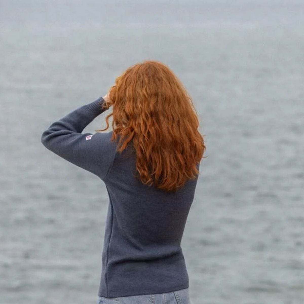 Pull marin rayé 100 % laine kaki écru