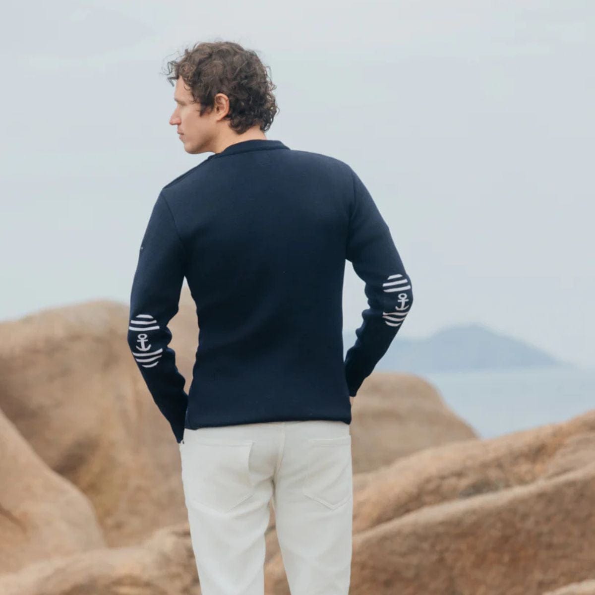 Pull marin homme bleu marine laine