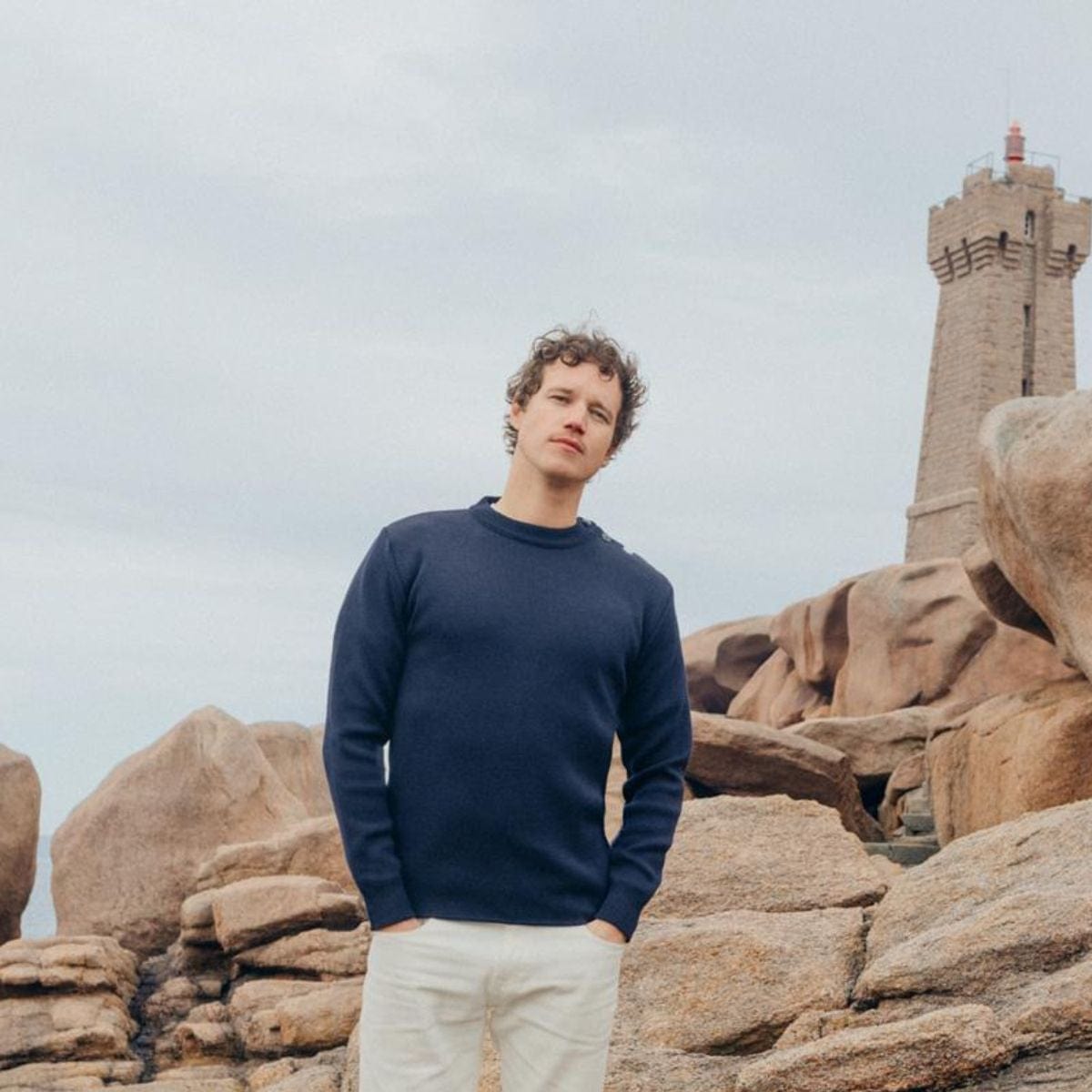 Pull marin homme bleu marine laine