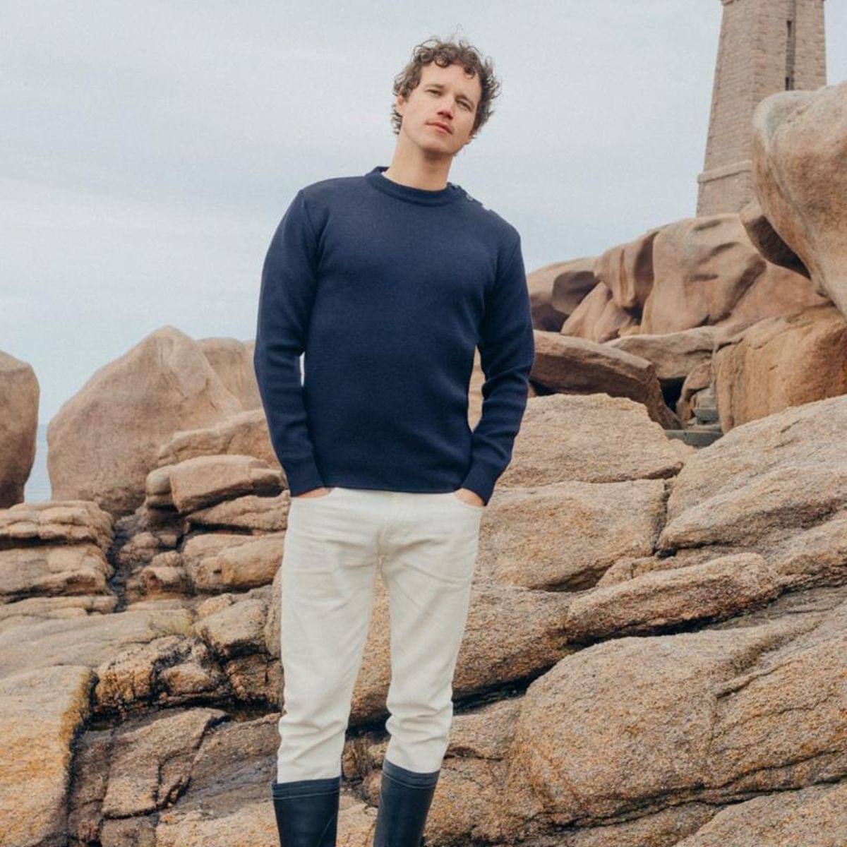 Pull marin homme bleu en laine anthracite