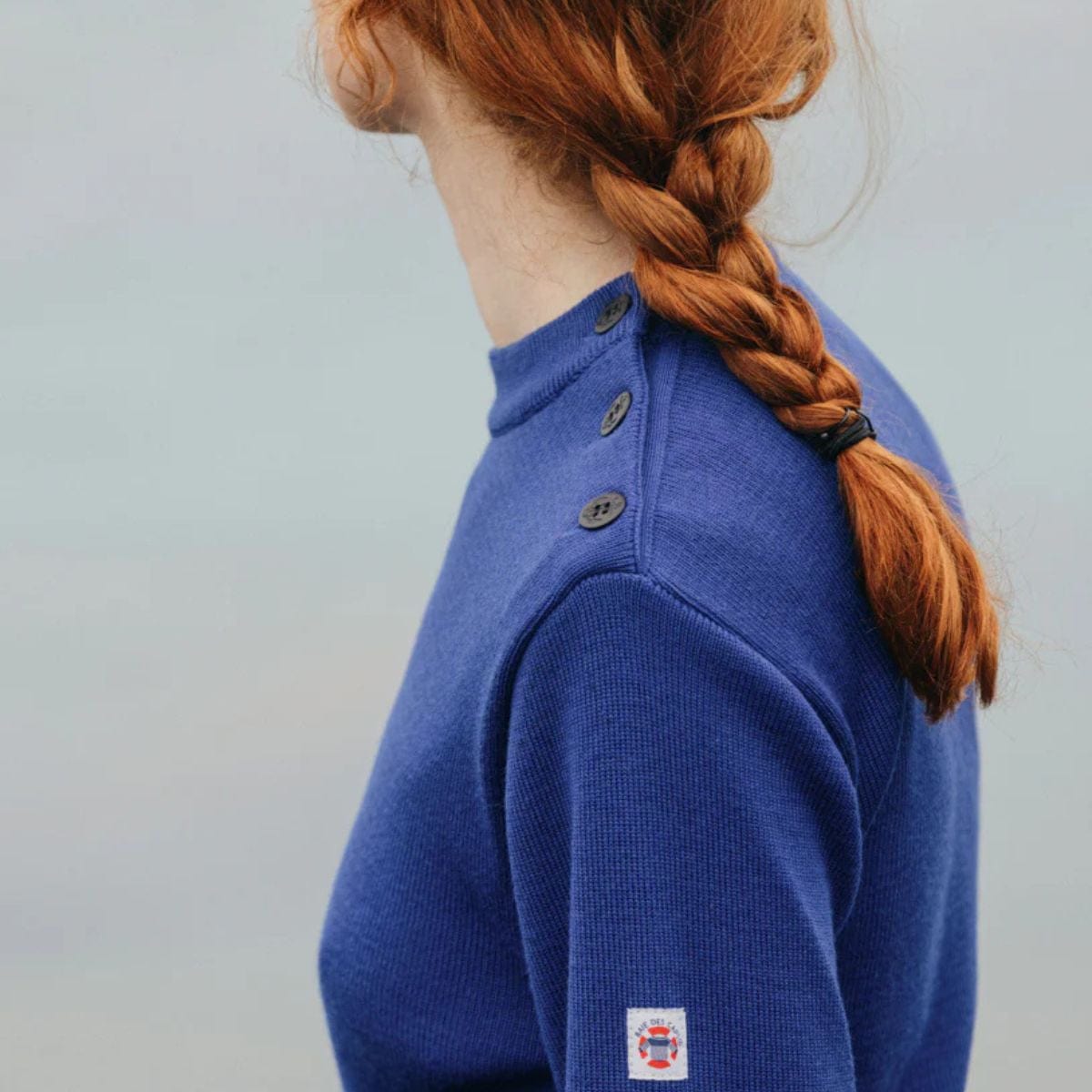 Pull marin rayé 100 % laine kaki écru