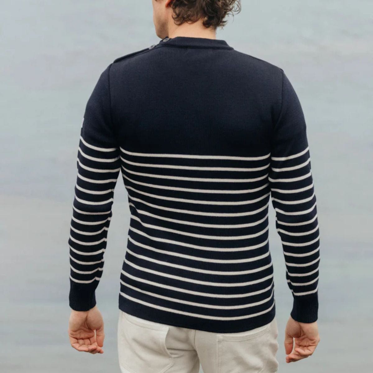 Pull marin homme bleu marine ecru