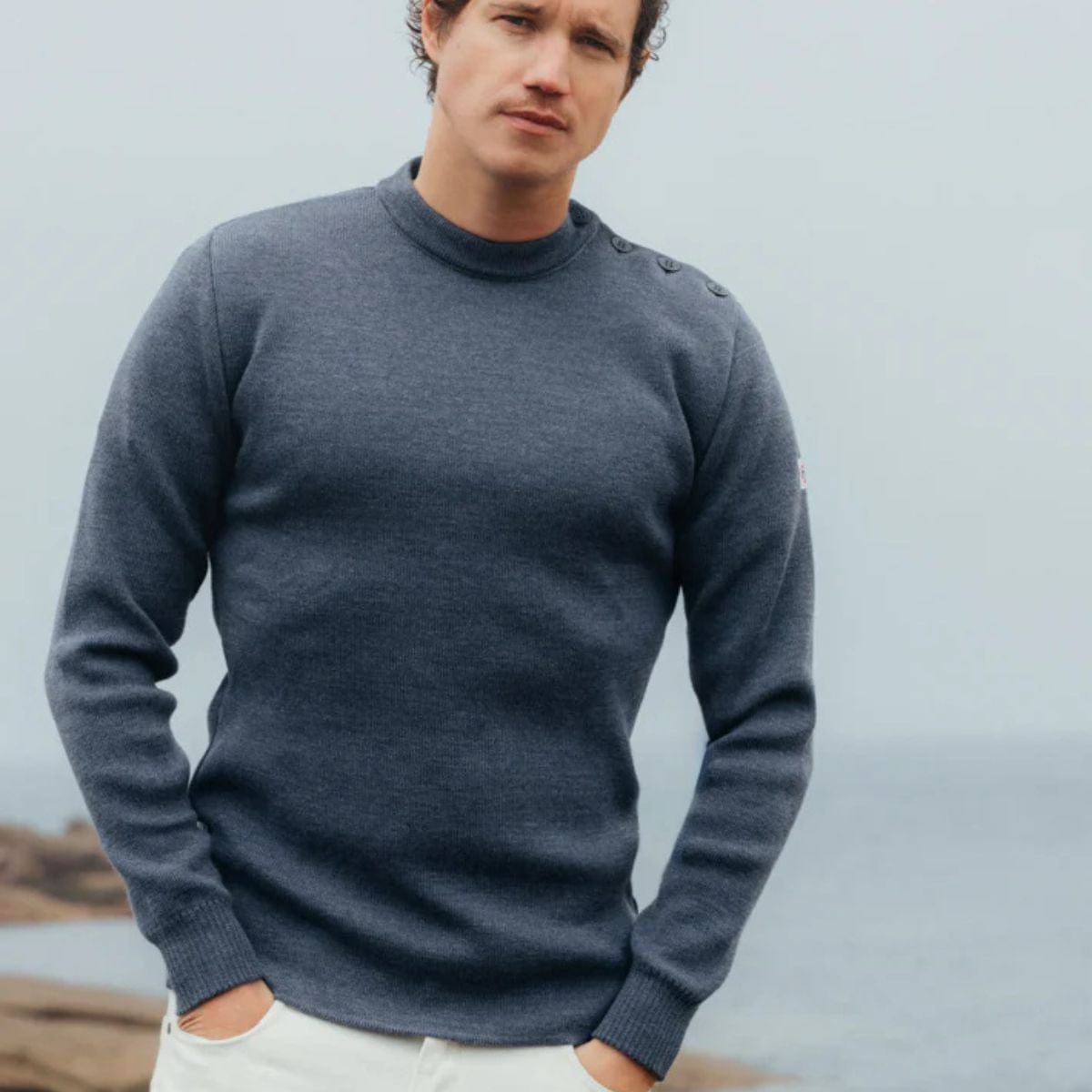 Pull marin homme bleu jean