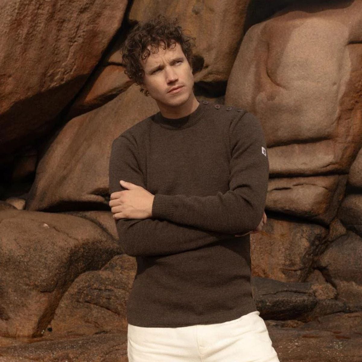 Pull marin homme marron