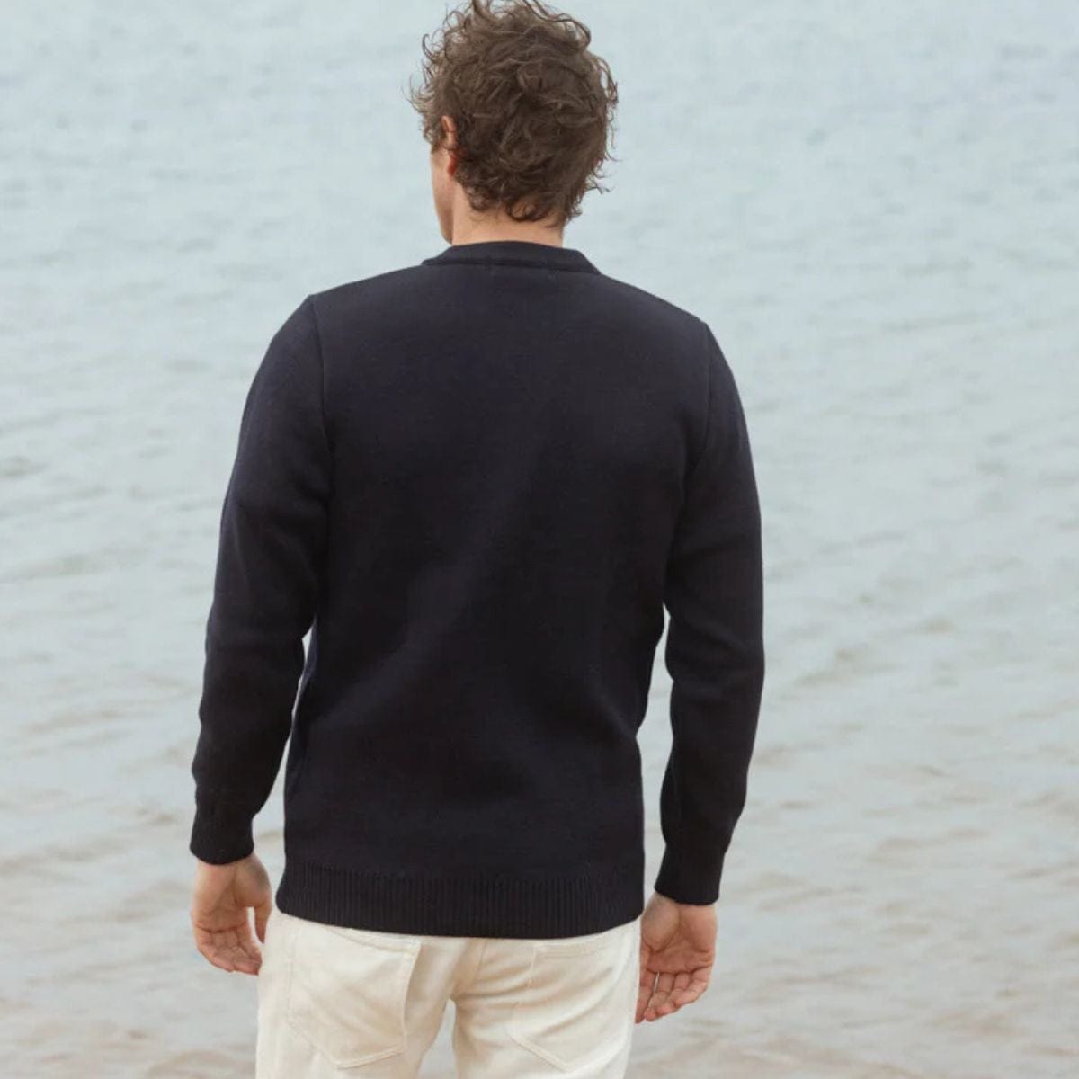 Pull marin rayé 100% pure laine anthracite